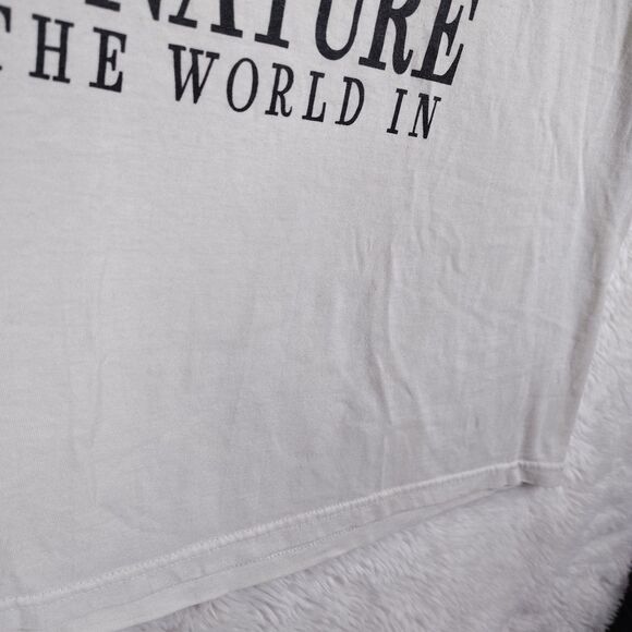 VINTAGE Wild Nature Meet The World Iguana Graphic T-shirt Men XL White 90s - Picture 3 of 10